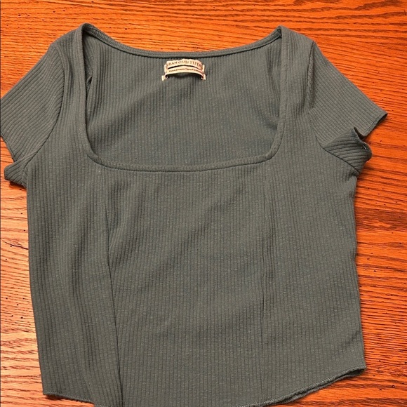 Urban Outfitters Tops - Urban Outfitters Ribbed Square Neck Tee - Dark Green